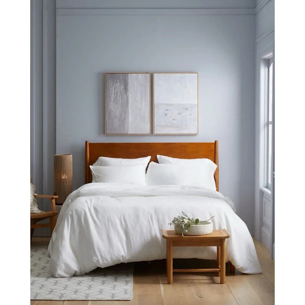 Quince Set Of TWO European Linen Sham Set Standard White 100% Linen NEW